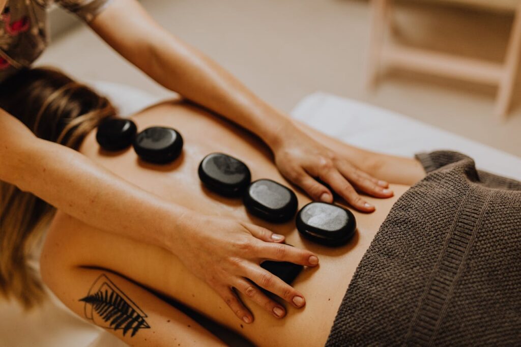 Offerings A soothing hot stone massage therapy session for relaxation and wellness.